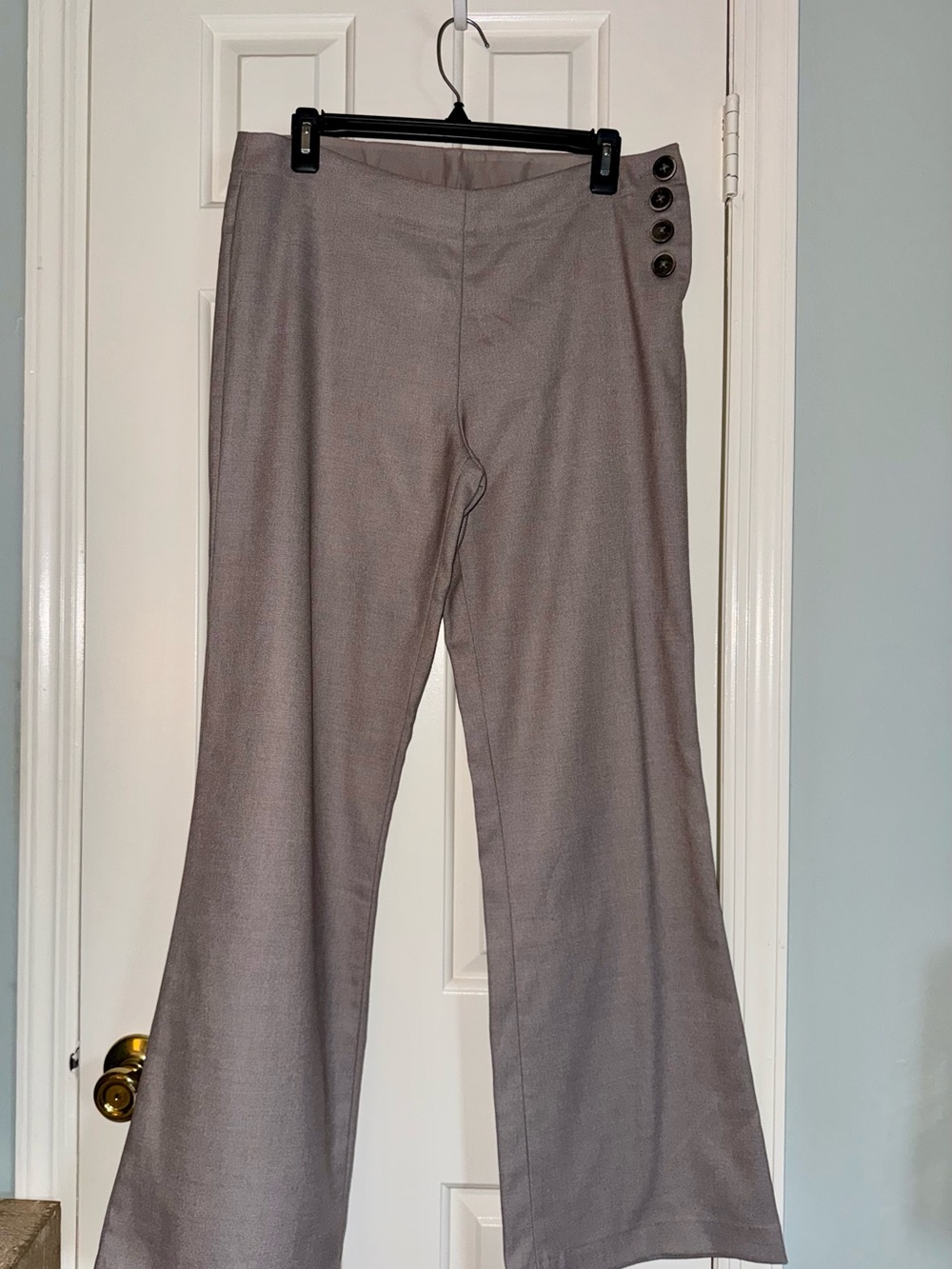 ANTHROPOLOGIE* Brighton Taupe-Gray Bootcut Pants with Side Buttons